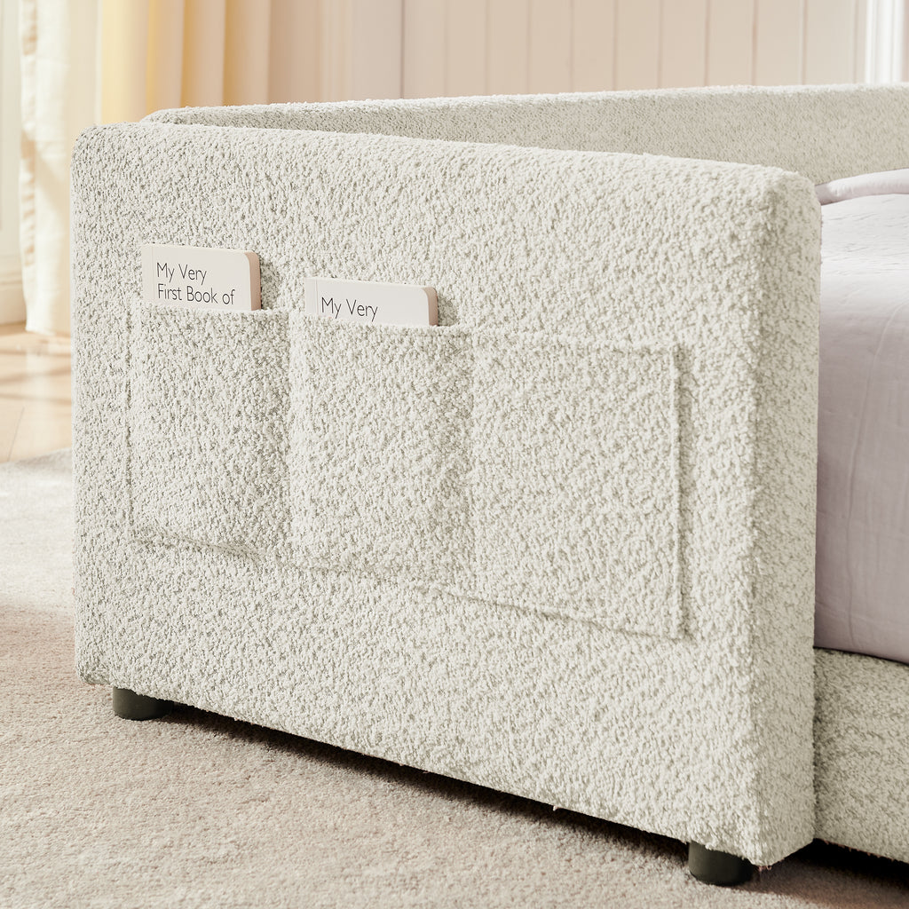 Full Size Upholstered Platform Bed with Cute Rabbit Ear Headboard