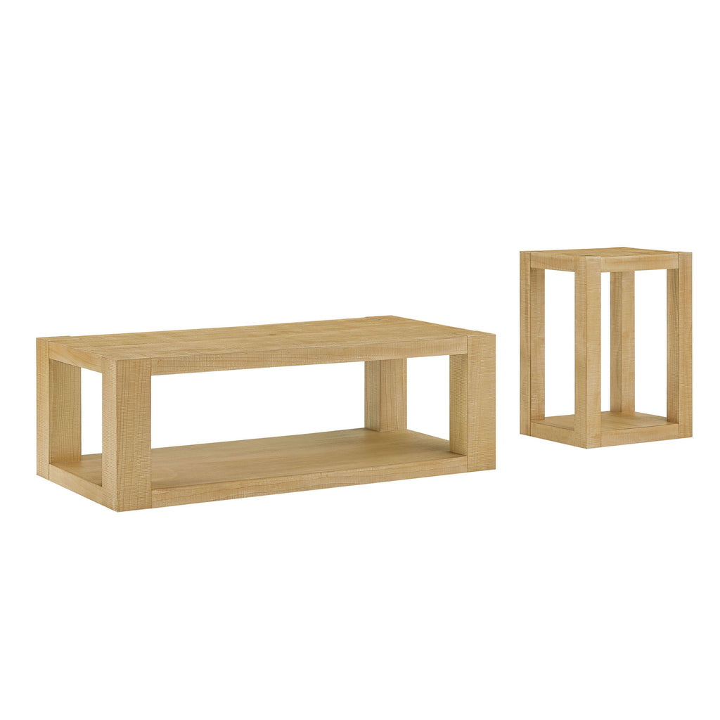 2-Piece Modern 2 Tier Rectangle Coffee Table Set