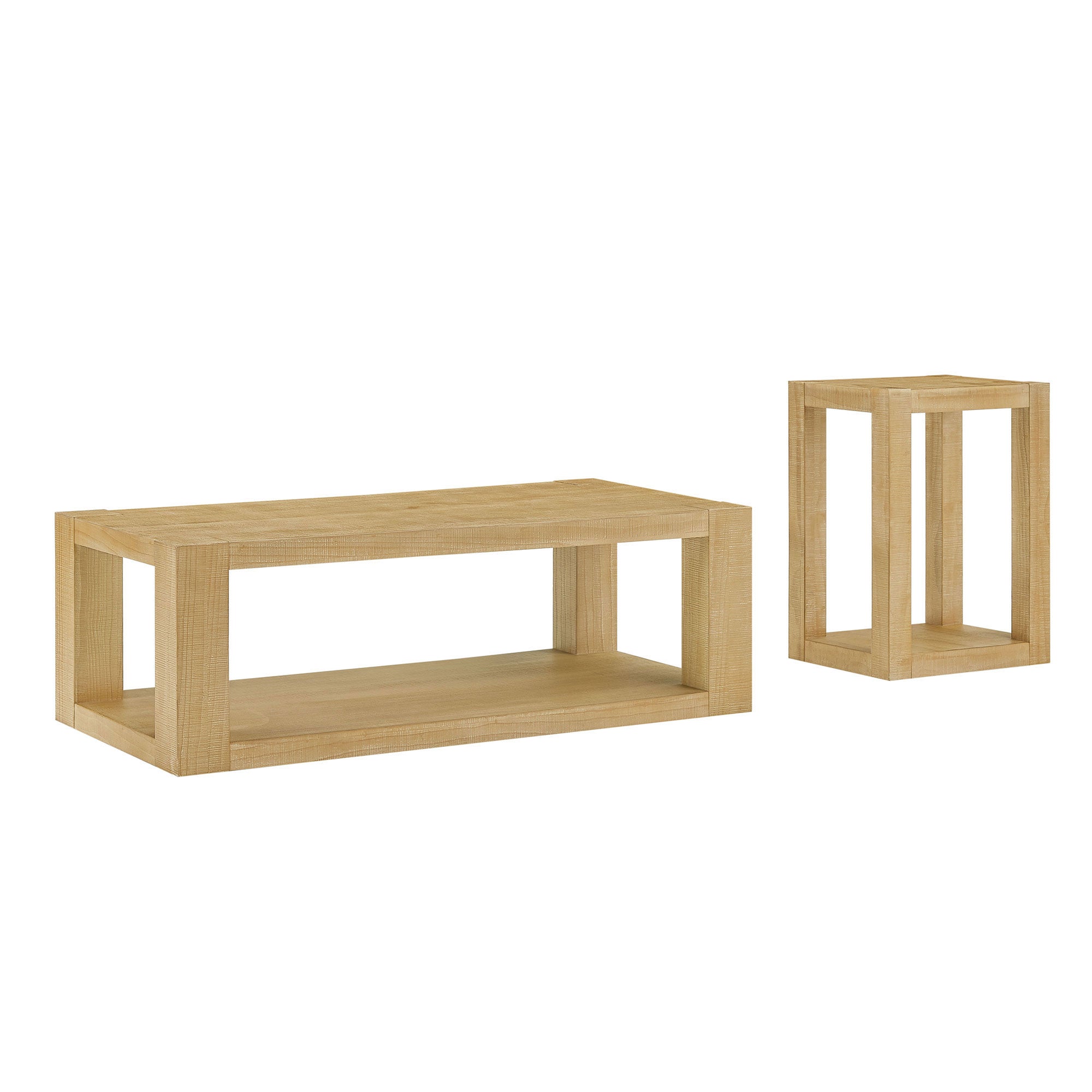 2-Piece Modern 2 Tier Rectangle Coffee Table Set