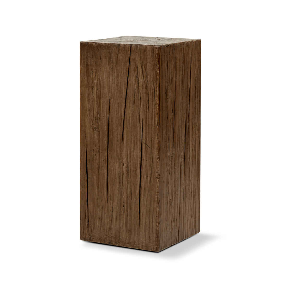 Umber Solid Reclaimed Pine Wood Side Table, 25.5-Inch, Brown