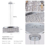 Modern Crystal Chandelier - 19 Inches Round Flush Mount Light