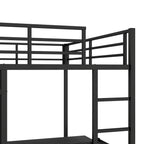 Full XL Over Twin Metal Bunk Bed with Folding Desk and LED Closet