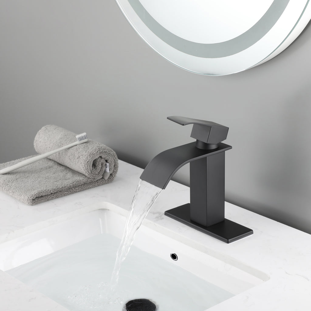 Waterfall Spout Bathroom Sink Single Handle Faucet