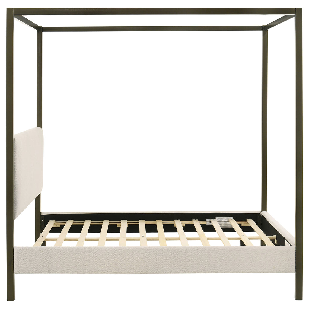 Mellie Vanilla Upholstered Queen Canopy Bed
