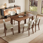 63" Solid Wood Dining Table Set with 4 Upholstered Chairs