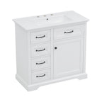 36-Inch Bathroom Vanity with Ceramic Sink Top, 4 Drawers and 1 Soft-Close Door