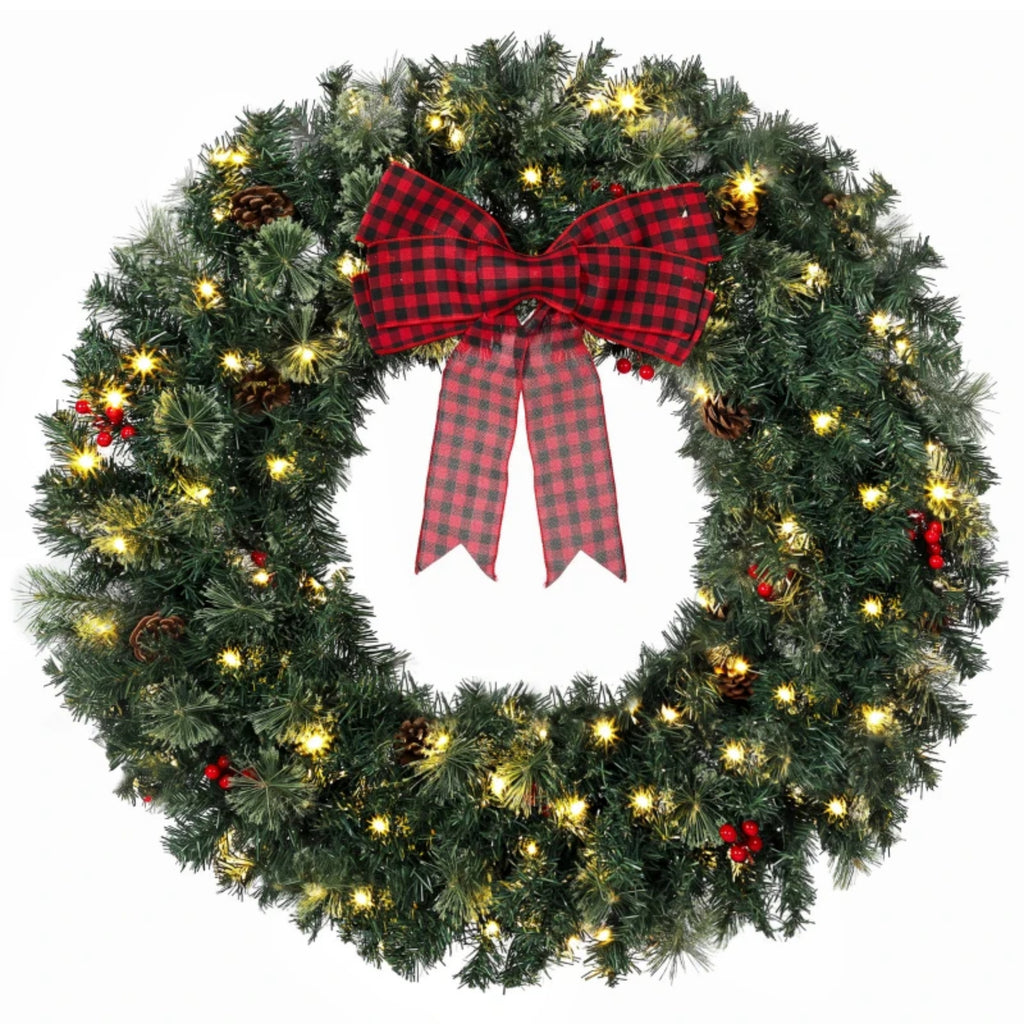 36 Inch Prelit Crestwood Spruce Christmas Wreath with Bow
