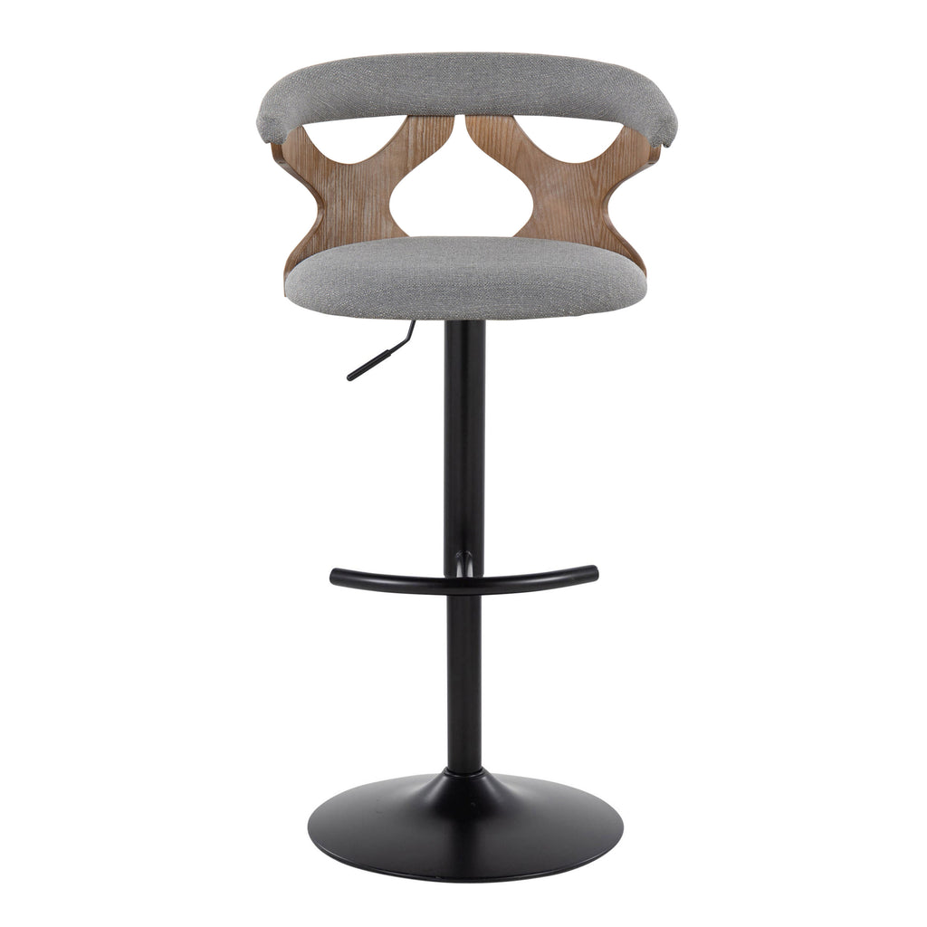 Contemporary Adjustable Barstool with Swivel in Whitewashed Wood