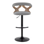 Contemporary Adjustable Barstool with Swivel in Whitewashed Wood