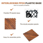 27 PCS Interlocking Acacia Wood Deck Tiles
