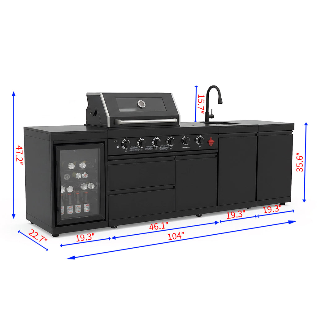 Deluxe Stainless Steel Propane Gas Outdoor Kitchen Barbecue Grill