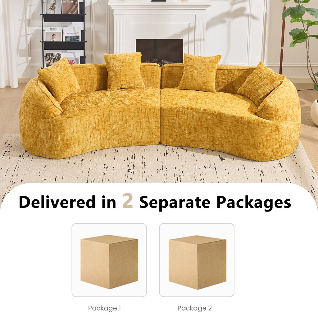 Yellow Curved Compressed Sofa - Creative Nordic-Style Design