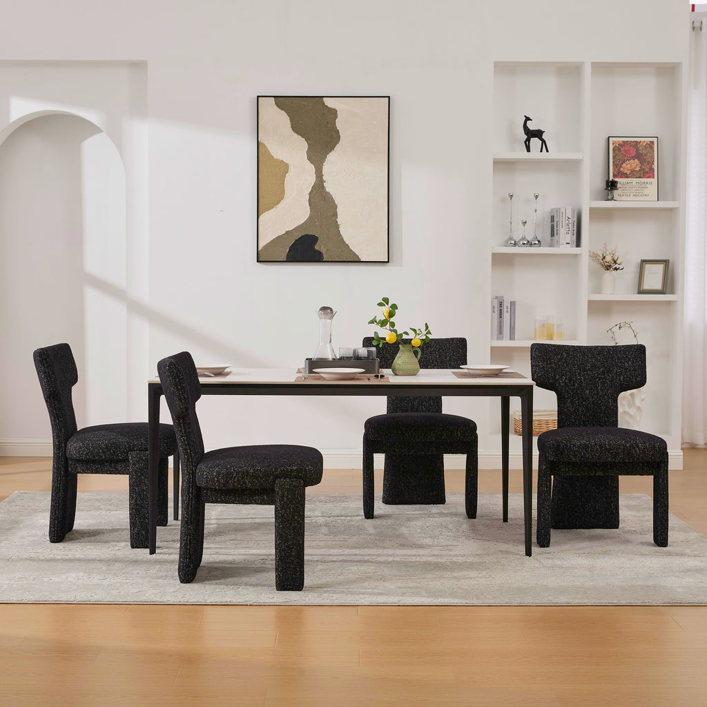 22.05" Wide Modern Upholstered Chenille Dining Chair Set of 4