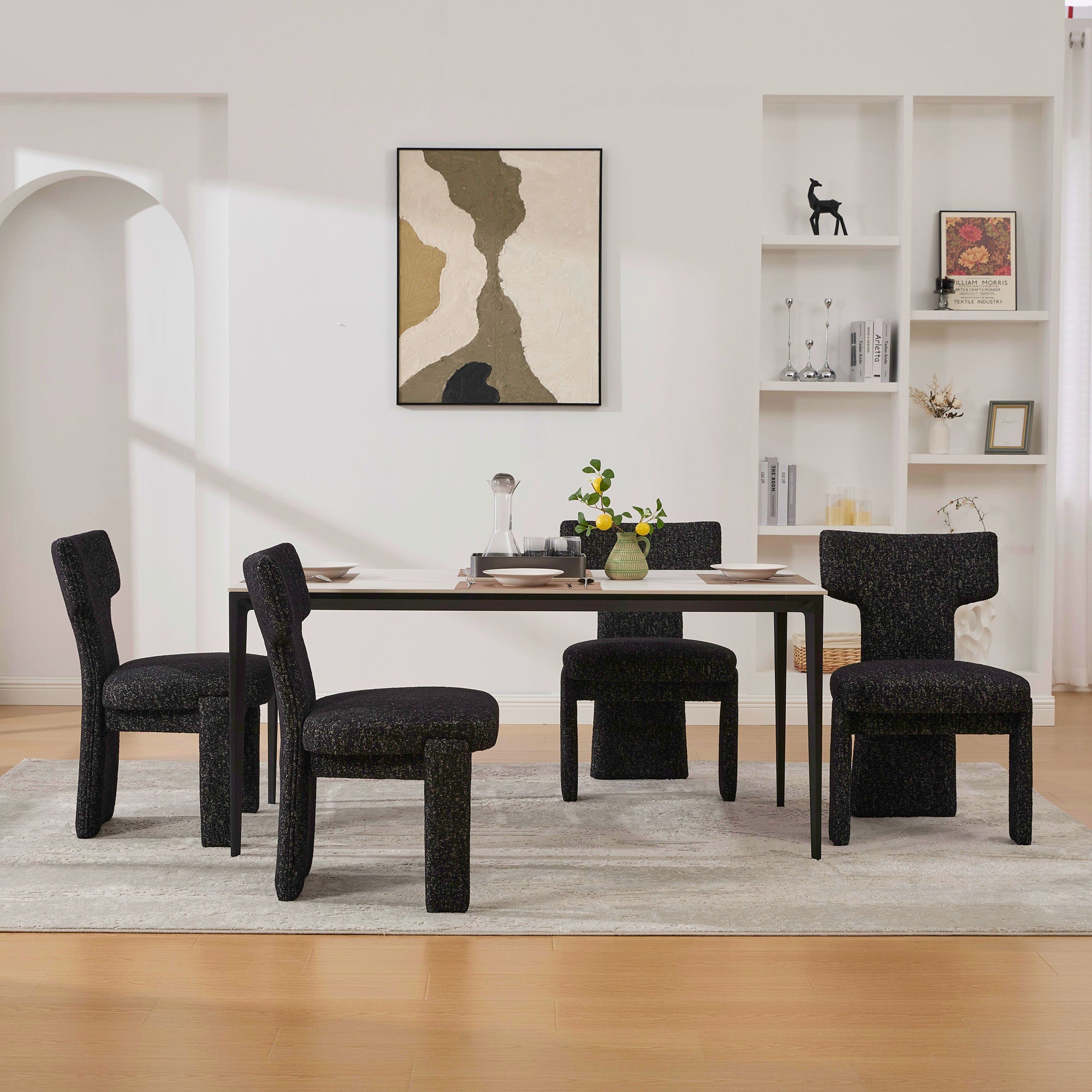 22.05" Wide Modern Upholstered Chenille Dining Chair Set of 4