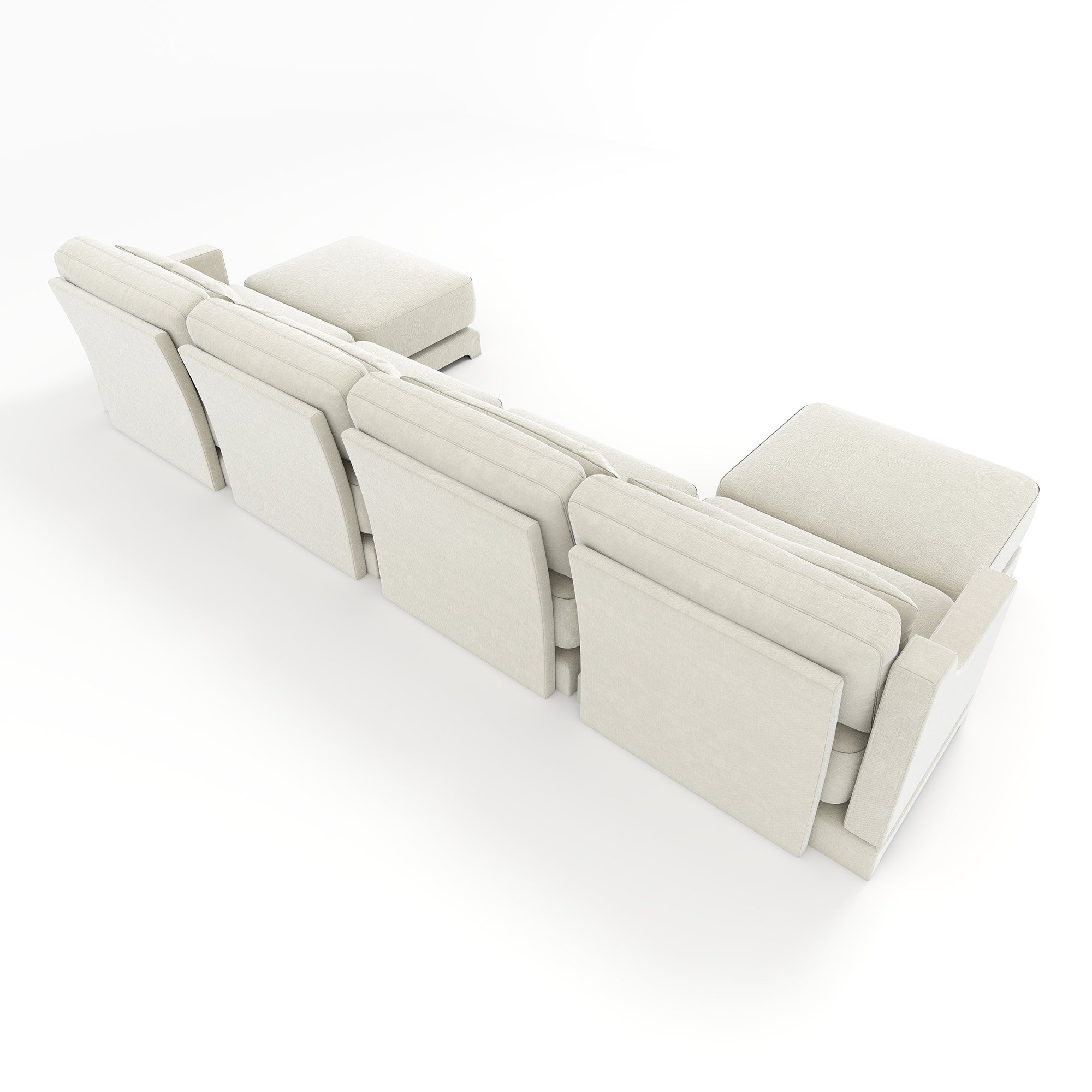 Elegant Four-Seater Sofa with Movable Ottoman and Lumbar Pillow