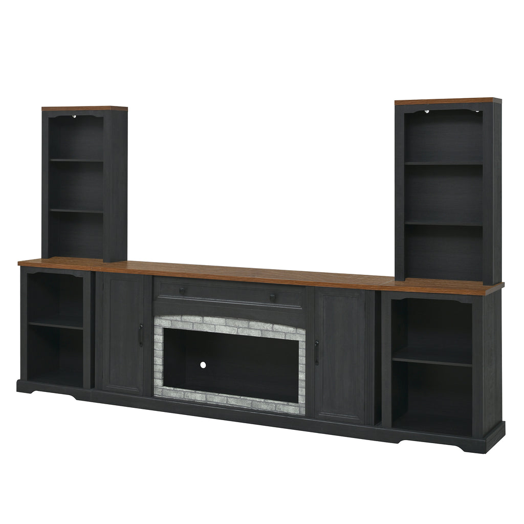 3-Piece TV Stand Set with Curved Side Cabinets