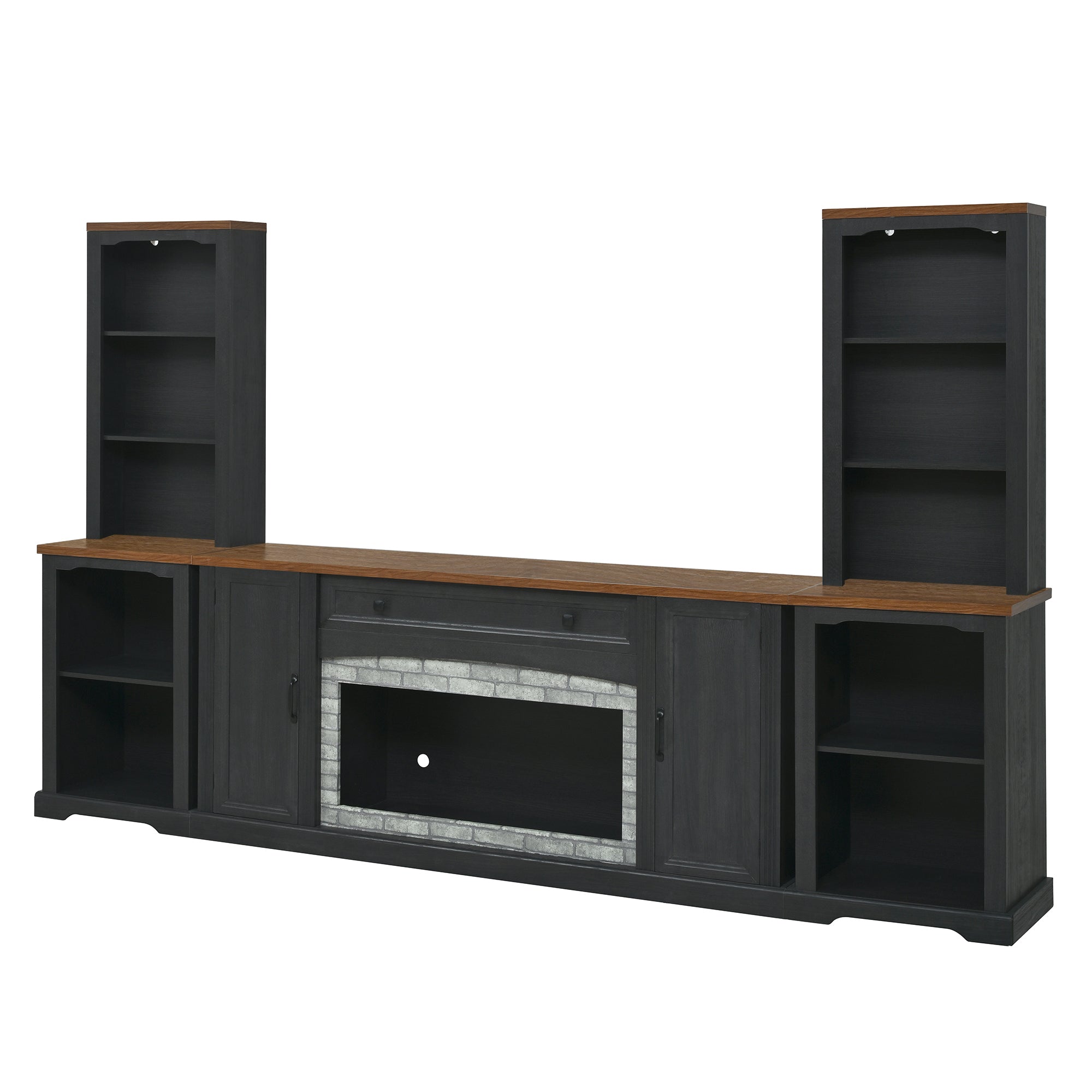 3-Piece TV Stand Set with Curved Side Cabinets