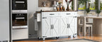 K&K Farmhouse Kitchen Island with Power Outlet