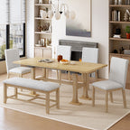 TOPMAX Farmhouse 76-Inch 6-Piece Extendable Dining Table Set