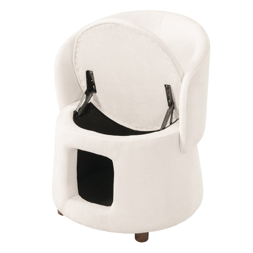 Beige Pet Friendly Chair with Hidden Pet Nook