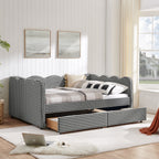 Full Size Cozy Gingham Daybed with Two Storage Drawers