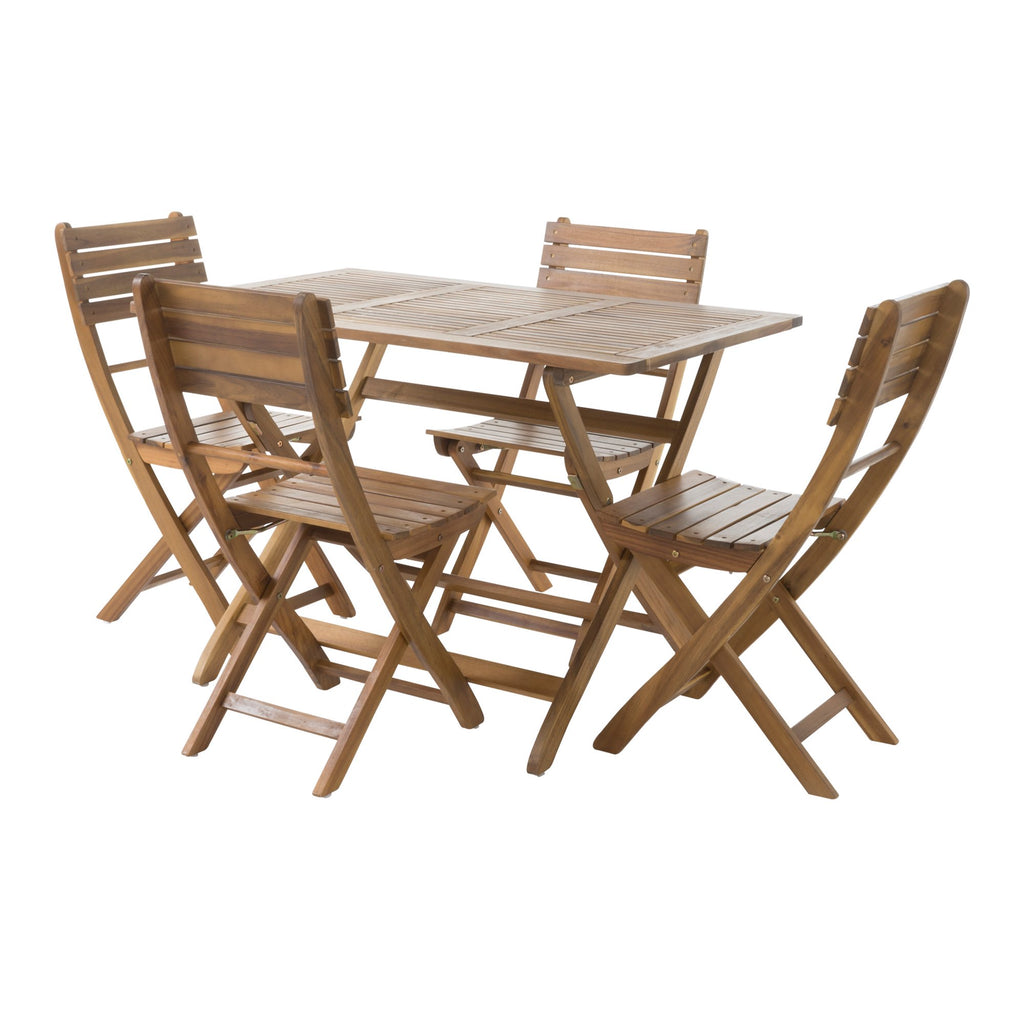 Natural 5-Piece Acacia Wood Outdoor Patio Dining Set