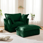 Upholstered Slipcovered Armchair with Ottoman Set of 2