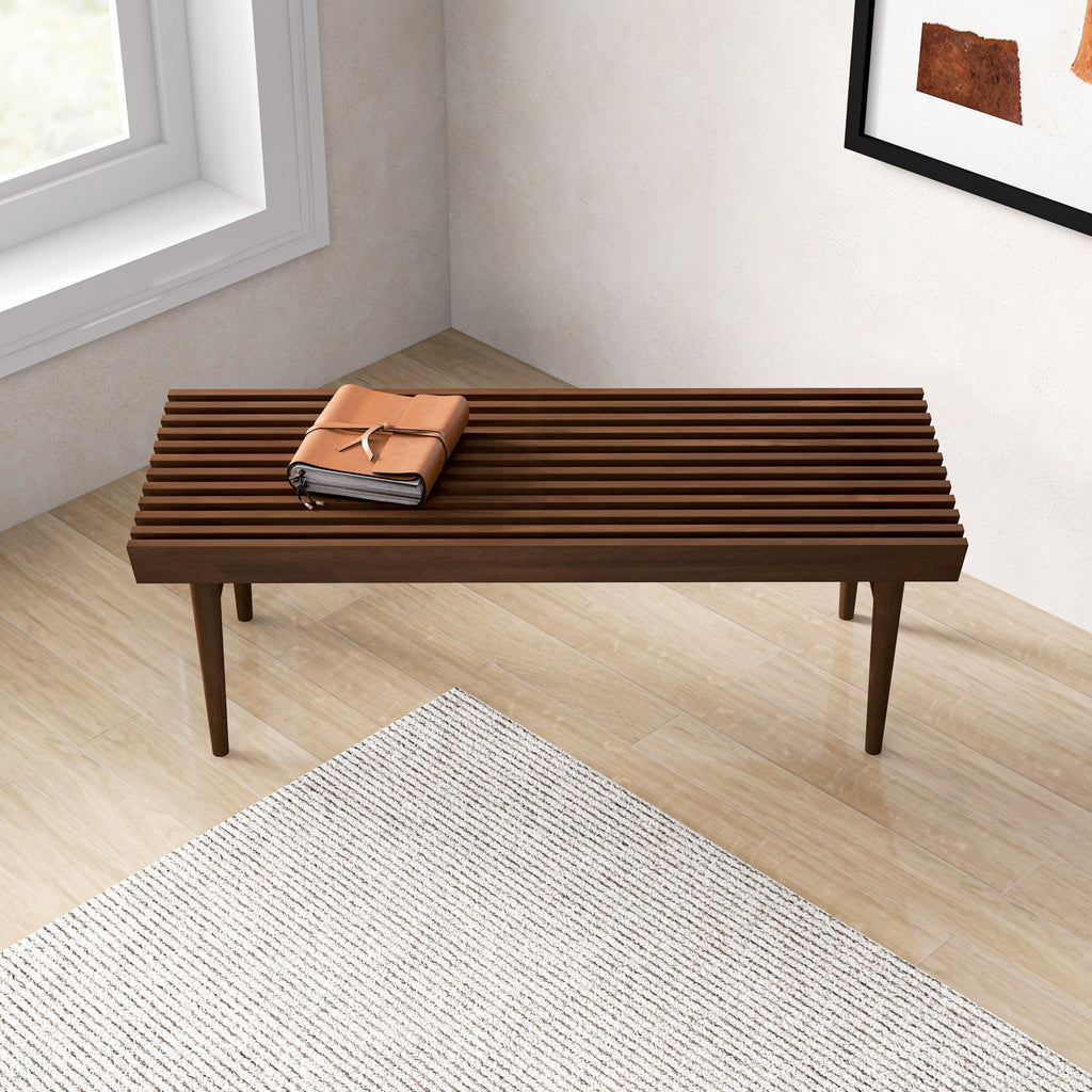 Mia Mid Century Modern Solid Wood Bench