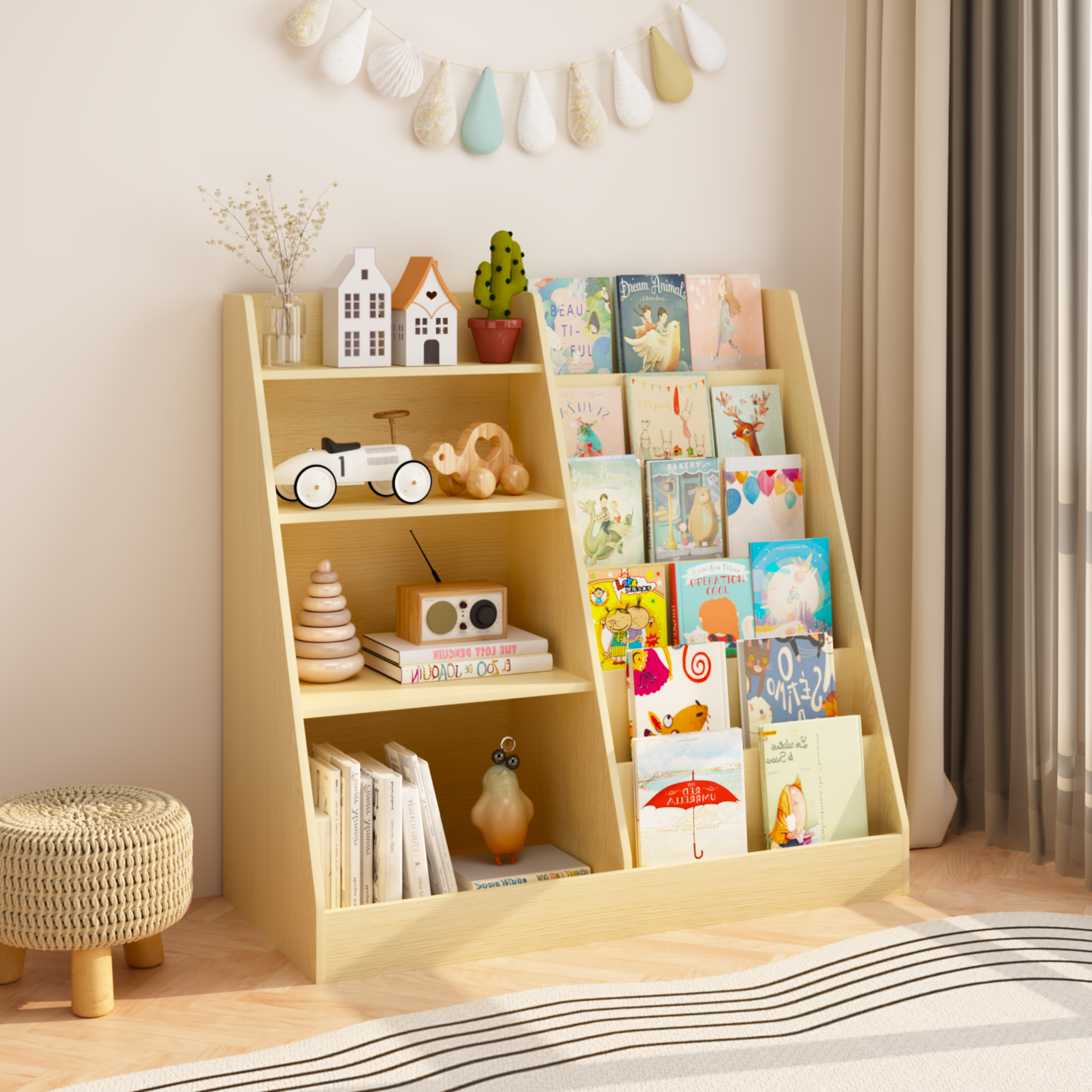 Kids Bookshelf and Toy Storage Organizer