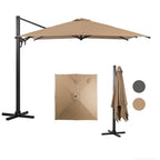 10 Ft Khaki Square Large Cantilever Patio Umbrella