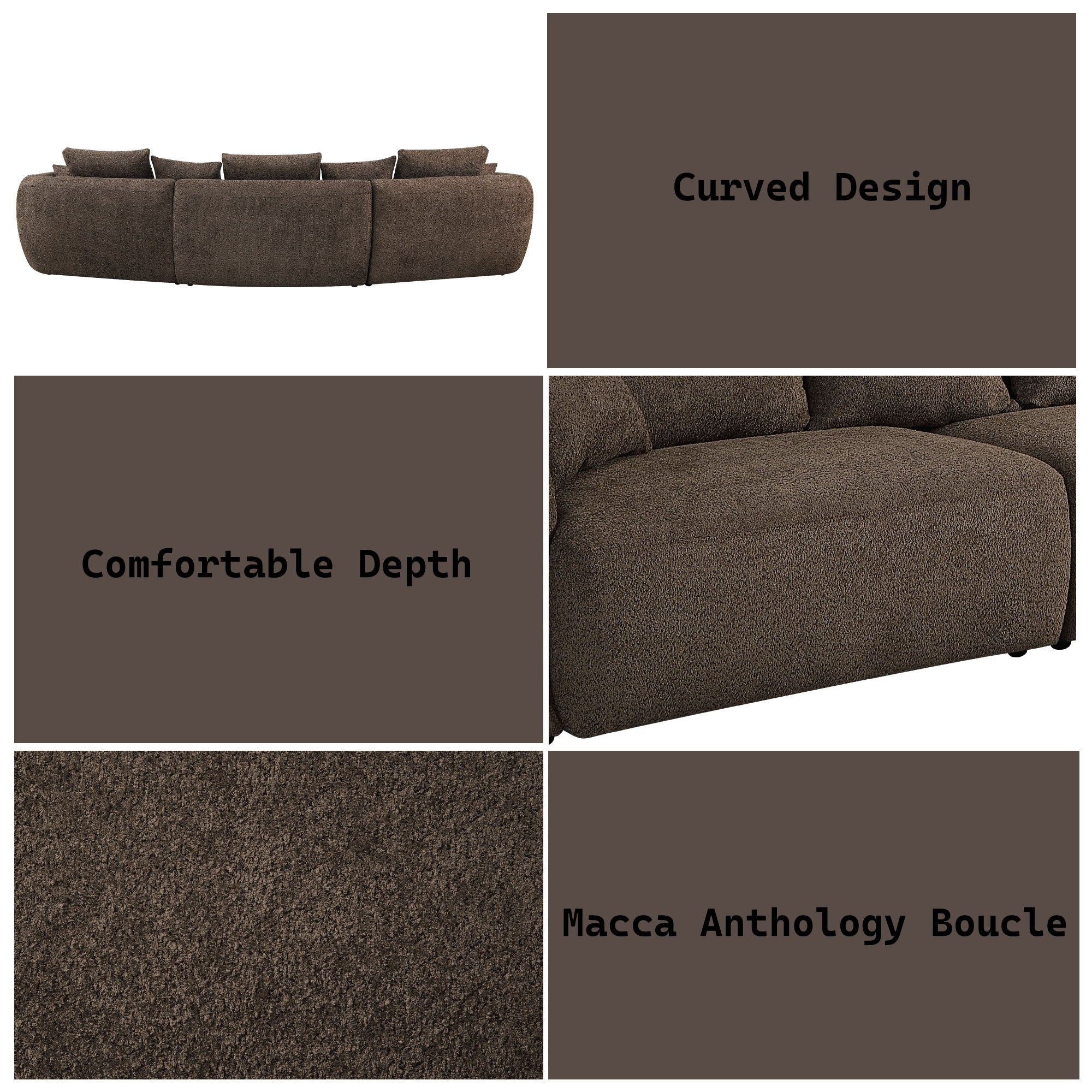 Bash Anthology Boucle Sofa With Pillows - Brown