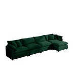Corduroy Sofa - Modern Upholstered 4 Seater with Footstool