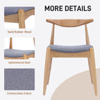 Set of 2 Rubberwood Dining Chairs with Ergonomic Backrest