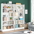 78" 7-Tier Modern White Library Bookshelf