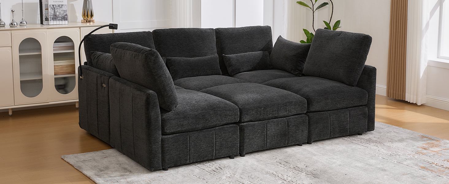 Modern Sectional Sofa with USB Ports