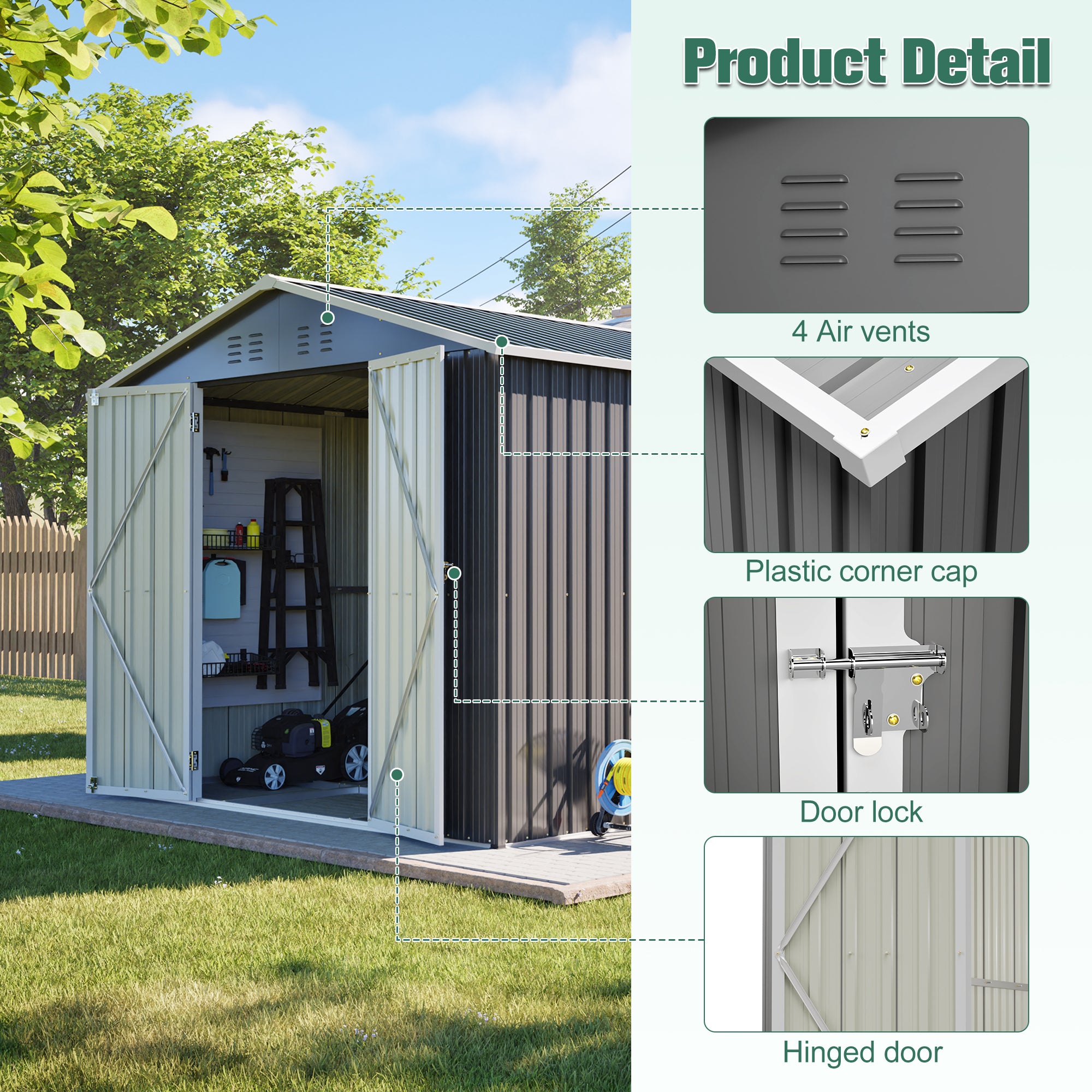 Lockable Secure Metal Shed 8x12 FT