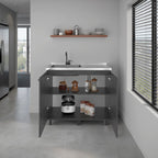 Alatna Freestanding Utility Base Cabinet with Stainless Steel Countertop