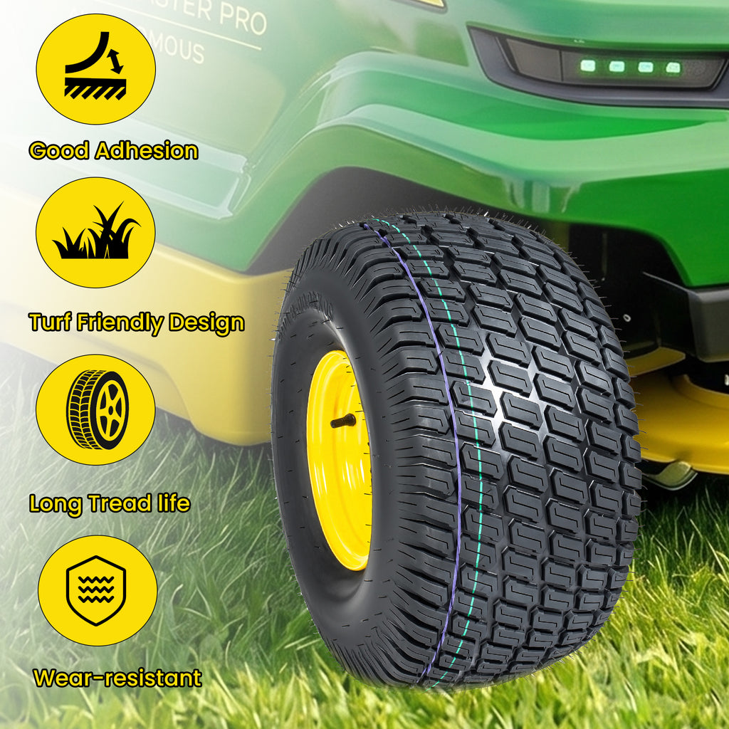 Set of 2 20x10.00-8 Lawn Mower Tires and Wheel Assembly
