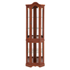 Corner Curio Cabinet with Lights, Adjustable Shelves, and Mirrored Back