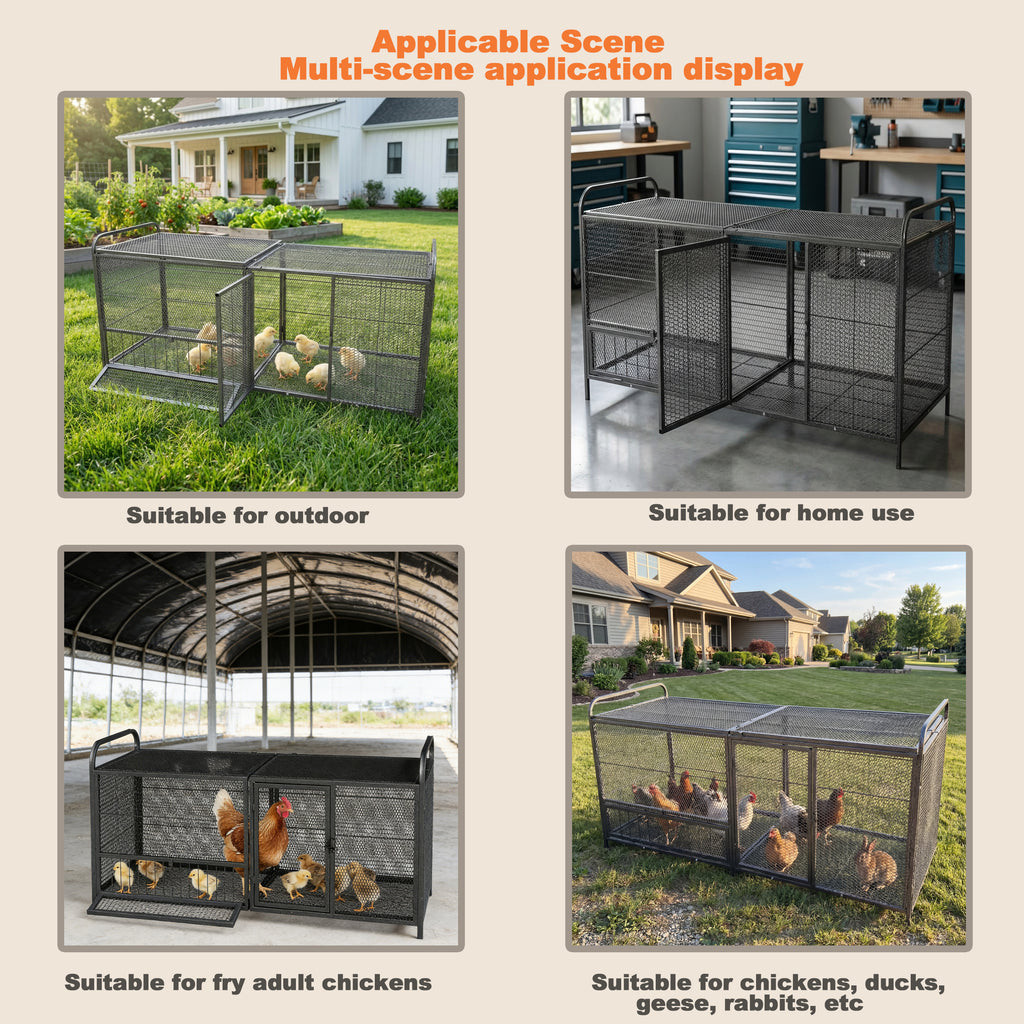 63" Chicken Cage Metal Poultry Breeding Coop
