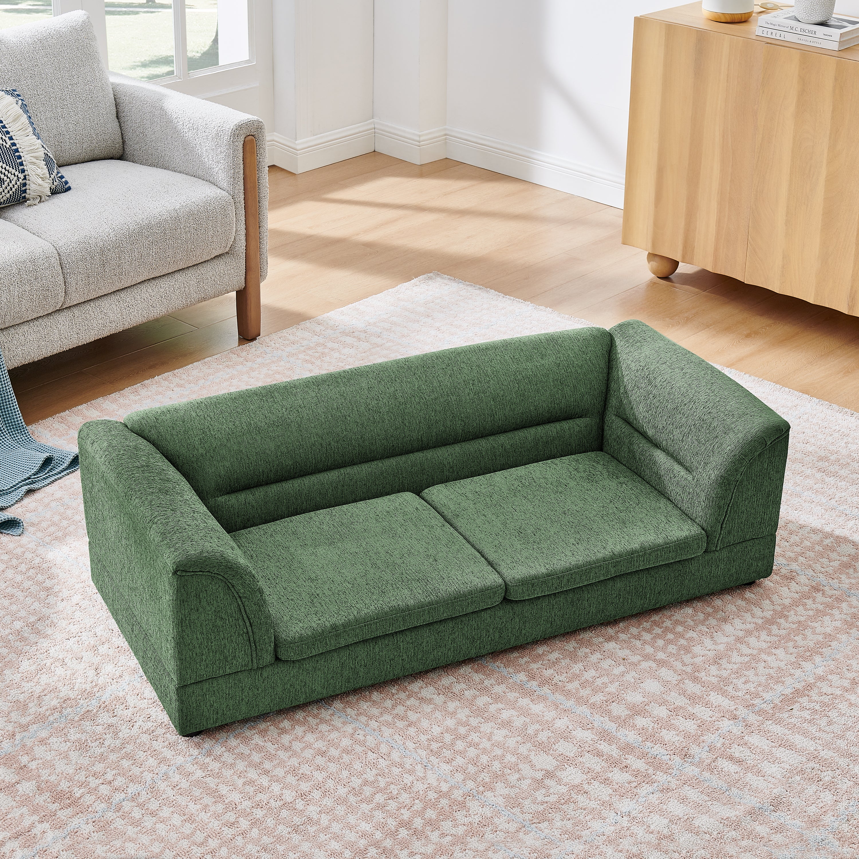 Oversized Pet Sofa, Curved Armrest Rectangular Dog Sofa