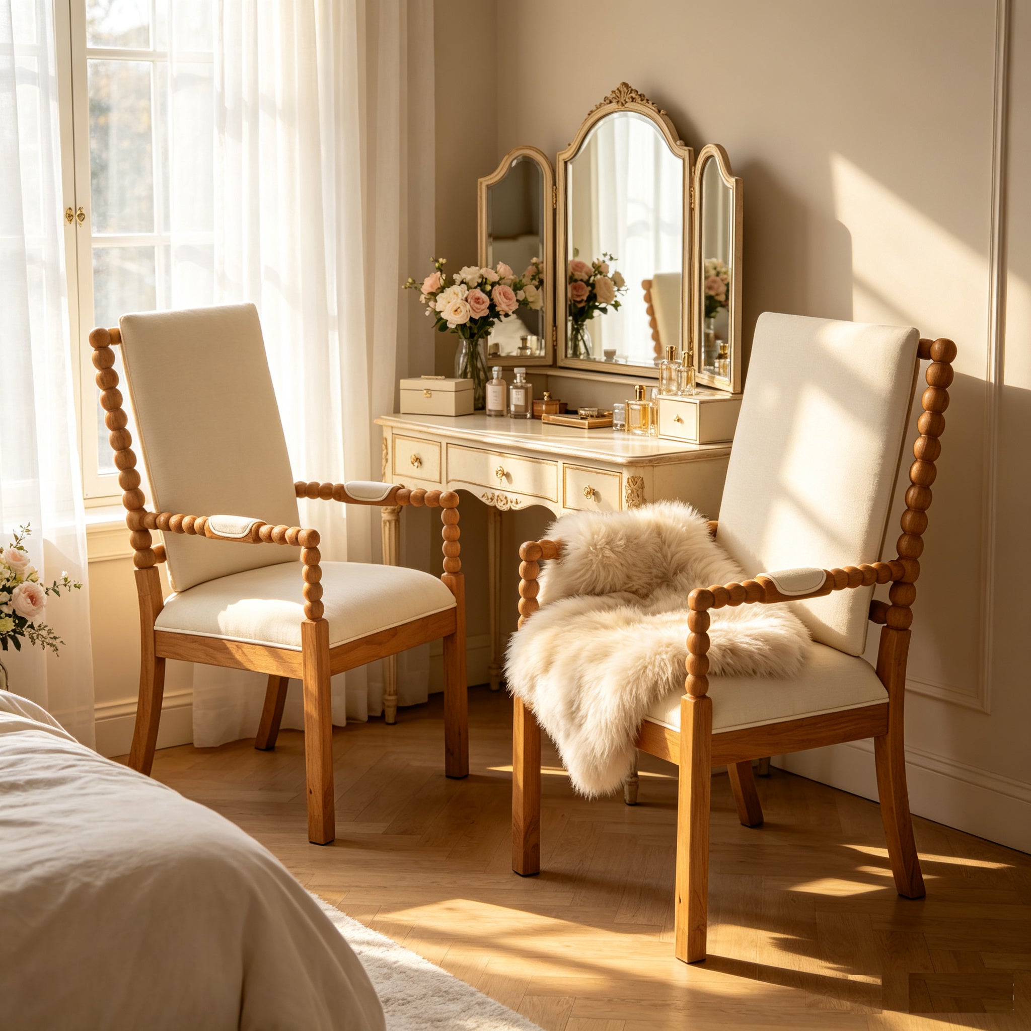 Set of 2 Rubber Wood Dining Chairs