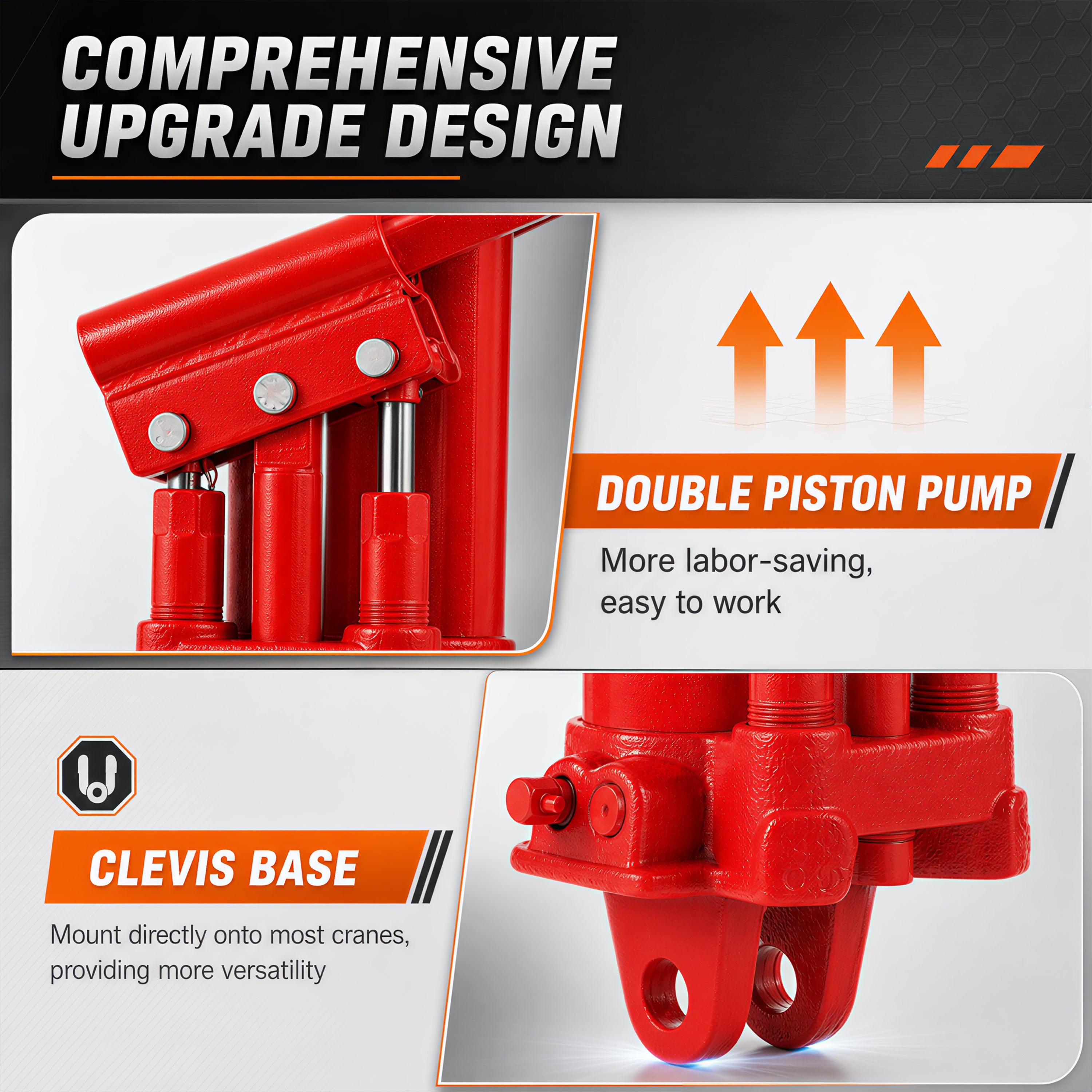 8 Ton Hydraulic Long Ram Jack - Dual Double Piston Pump