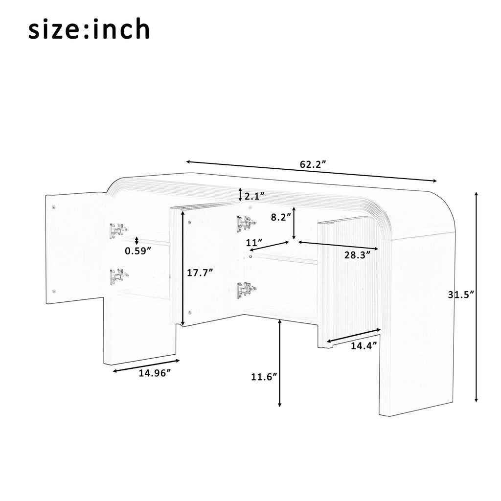 U_STYLE 62.2-Inch Wave-Pattern Console Table