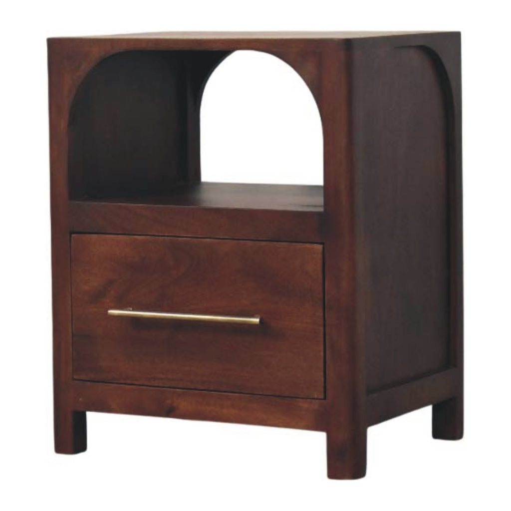 Solid Wood Arched Edge 1 Drawer Bedside Table