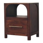 Solid Wood Arched Edge 1 Drawer Bedside Table