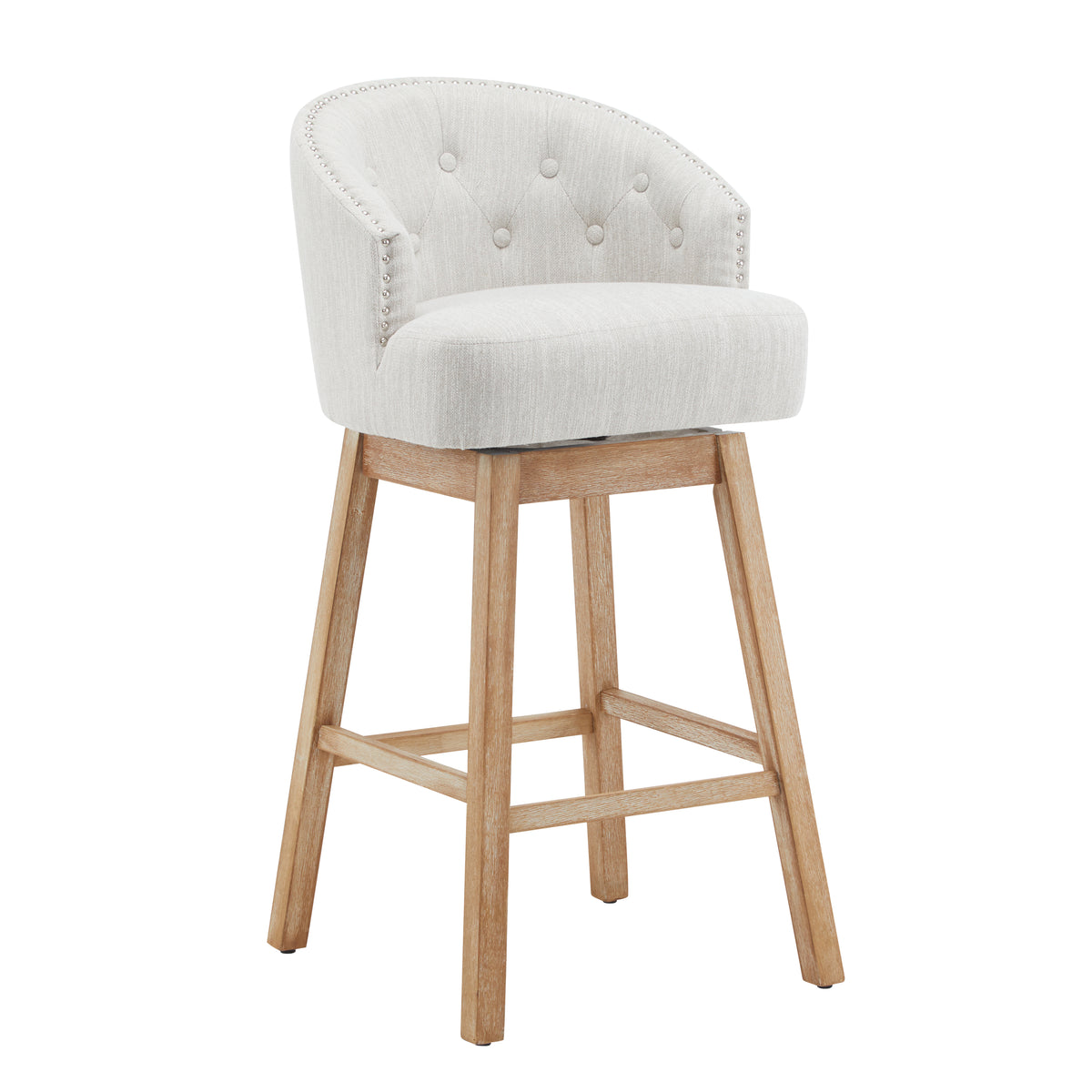 32.25" Swivel Counter Stools Set of 2, Upholstered Counter Height Bar Stools with Solid Rubber Wood Frame, Backrest, Footrest, Armless Barstools for Home Bar, Kitchen Counter