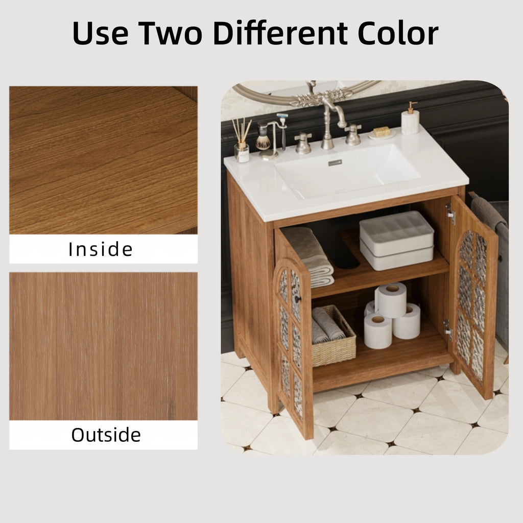 30 Inches Bathroom Vanity with Ceramic Sink