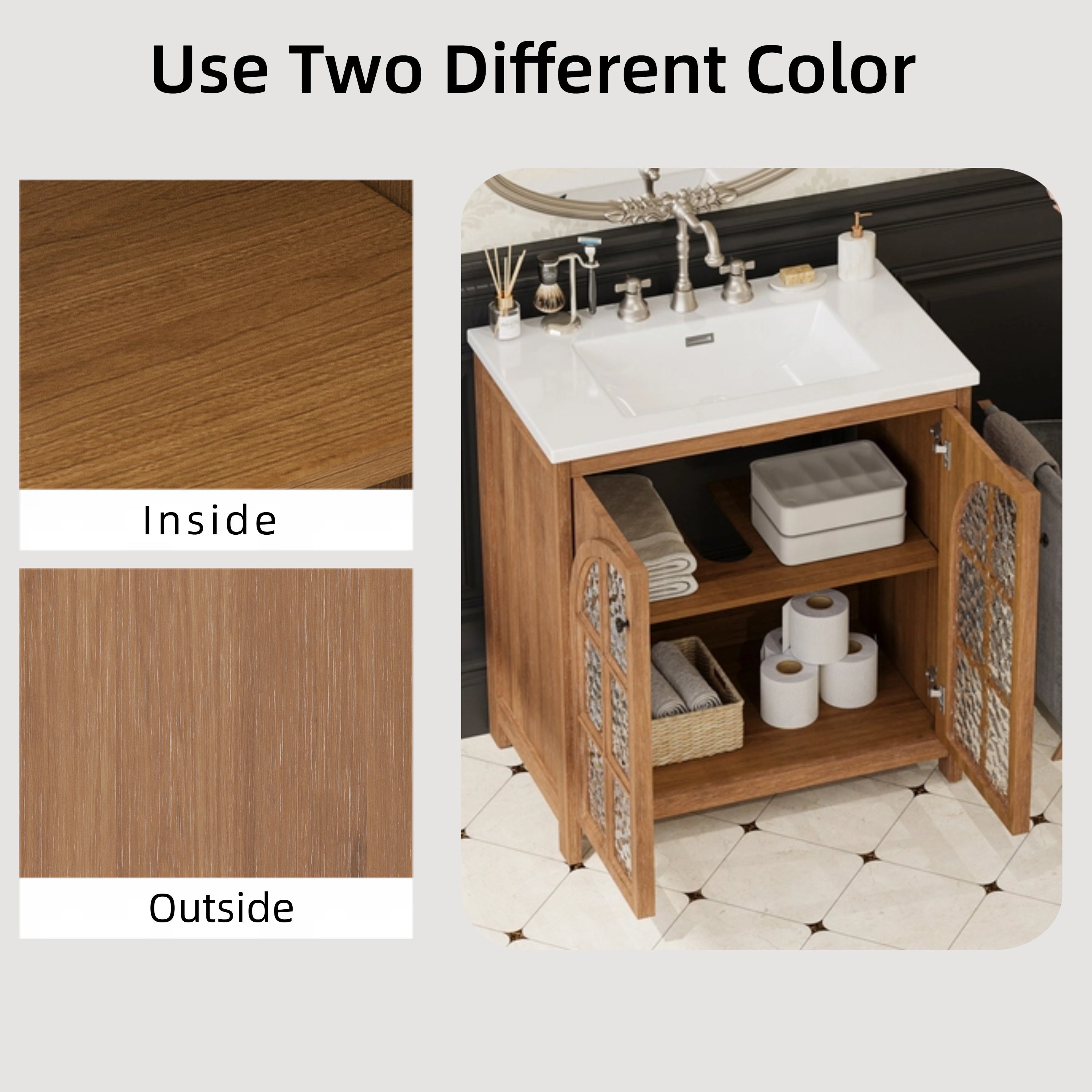 30 Inches Bathroom Vanity with Ceramic Sink