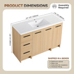 48" Modular Freestanding Bathroom Vanity with Resin Sink Top